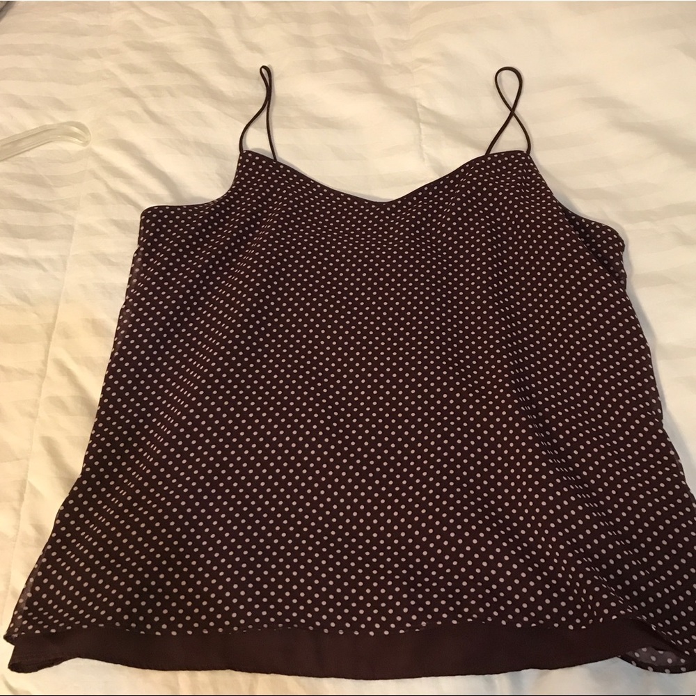 New York & Co Maroon Polka Dot Tank Size M